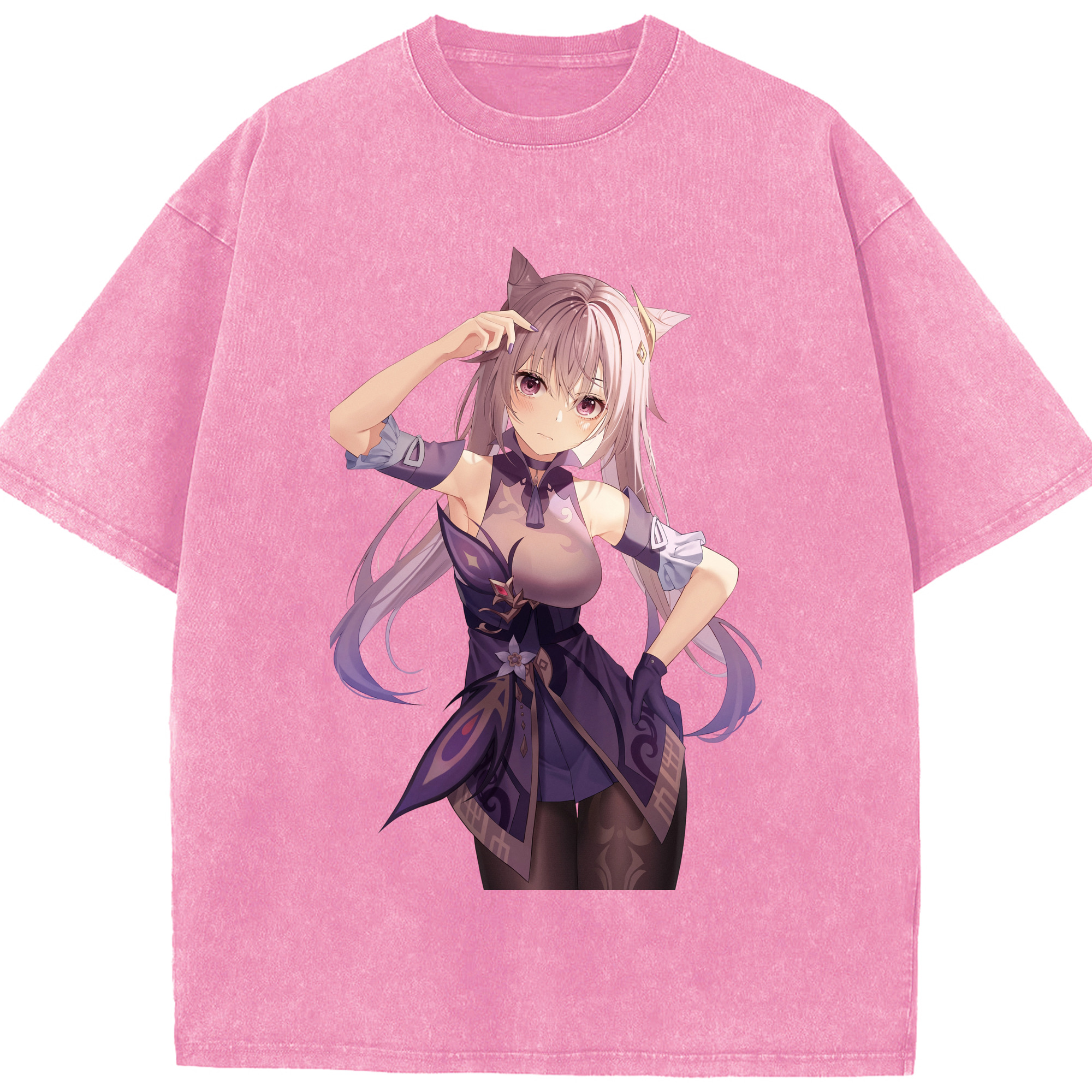 げんし神 刻晴 こくせい genshin Kokusei 綿100% ヴィンテージ風 半袖Tシャツ（フロントプリント）